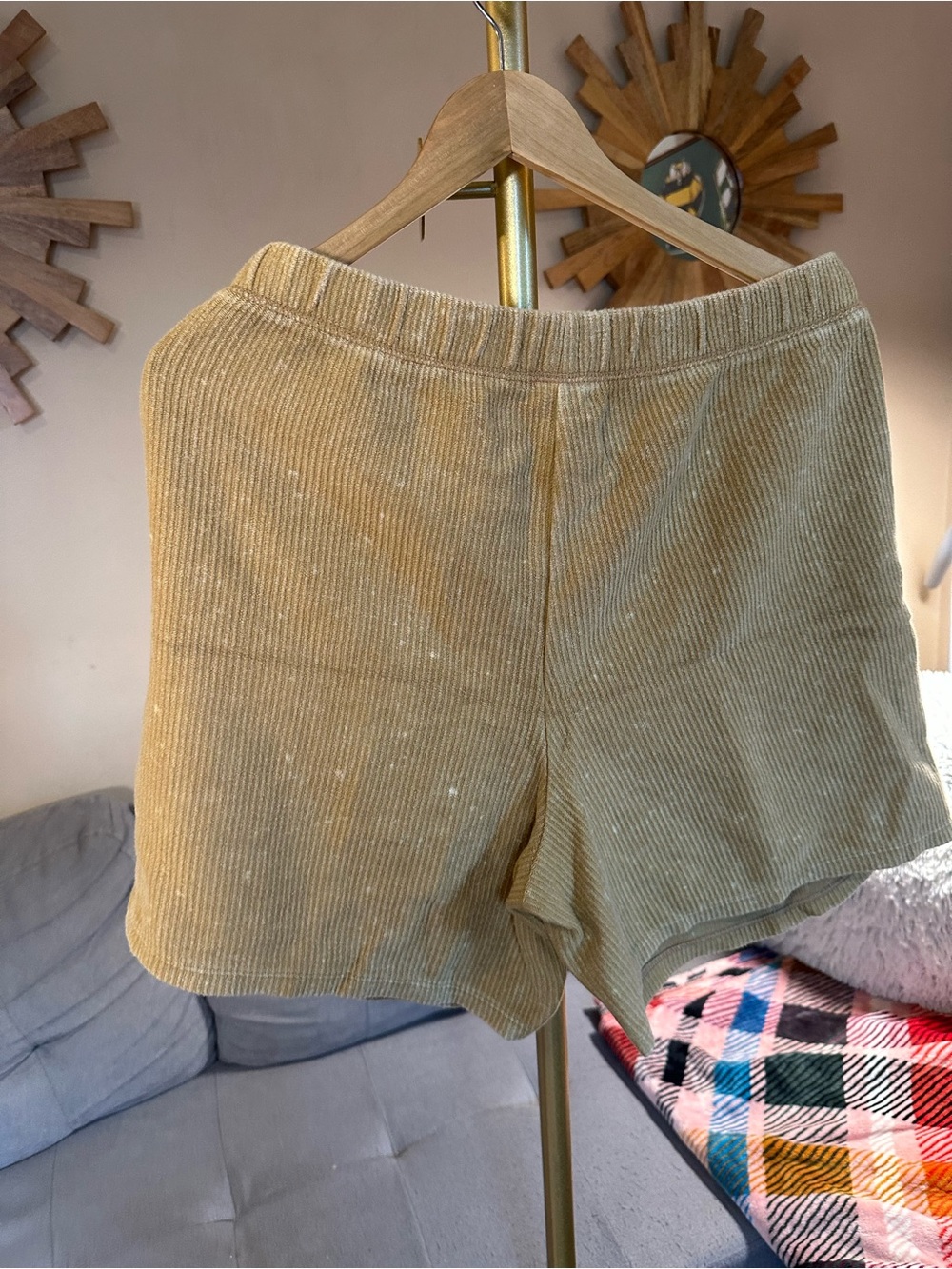 PINK Victoria's Secret Corduroy Drawstring Shorts in Tan NWT - Picture 3 of 3